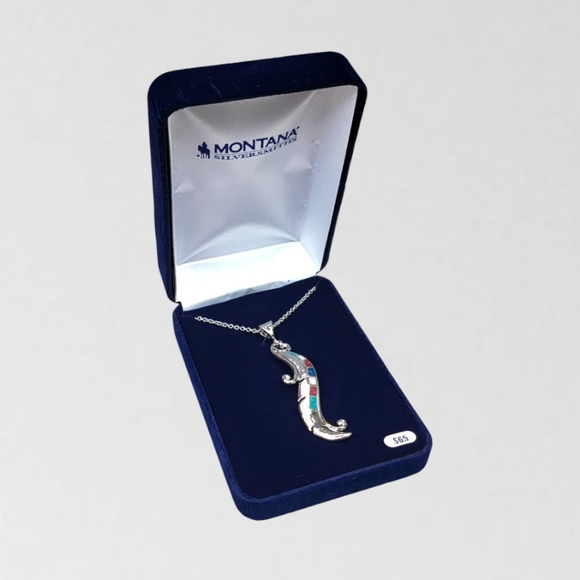 MONTANA SILVERSMITHS DREAMWEAVER FEATHER NECKLACE New! - Picture 3 of 5